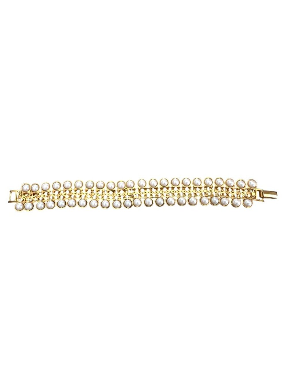 Vintage Avon Gold-Tone Bracelet With Faux Pearl Accents 7 Inches Classic Elegant